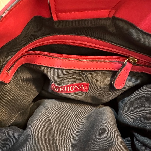 Merona Pink triple pocket shoulder purse with bow. - Picture 6 of 9